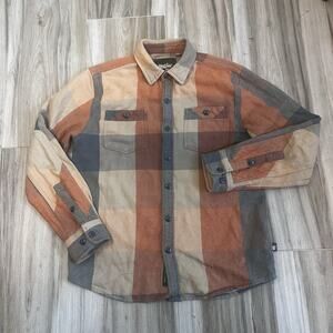 Howler Brothers Roadanthe Blanket Flannel SZ Small Plaid Casual Outdoors Orange